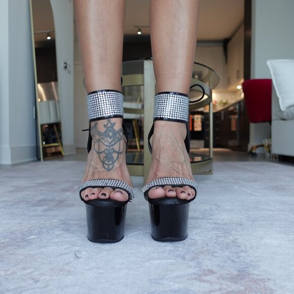 Black Rhinestone Stripper Shoe - Picture 14 of 14